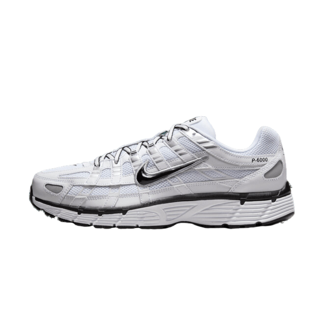 Nike P-6000 White Metallic Silver Black